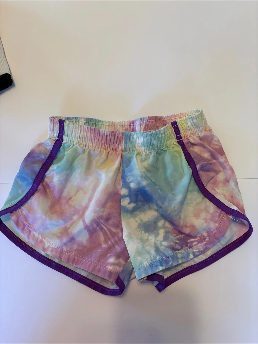 Nike Black Dot Athletic Shorts + Pastel Tie-Dye Purple-Trim Shorts - 2 Pack